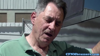 Busty cfnm femdoms cockriding on bus Thumbnail