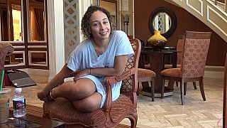 Curly amateur gives a footjob Thumbnail