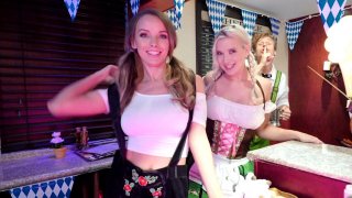 Pristine Edge and Emily Right give blowjob to Michael Vegas Thumbnail